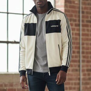 Adidas Originals Black White Colorblock Track Jacket Trefoil Logo Small